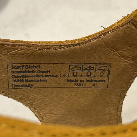 Josef Seibel NEW Comfort Sandals Yellow Leather Wedge Strappy Cork EU 42 US 11 - Picture 13 of 15